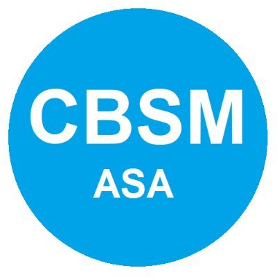Blue circle with white font reading, "CBSM" with "ASA" below